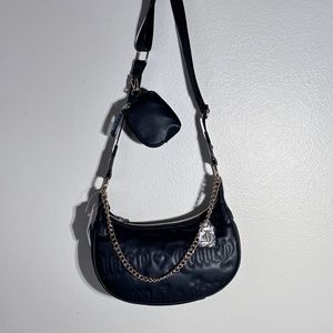 Juicy Couture Black Quilted Shoulder Bag with Gold Chain